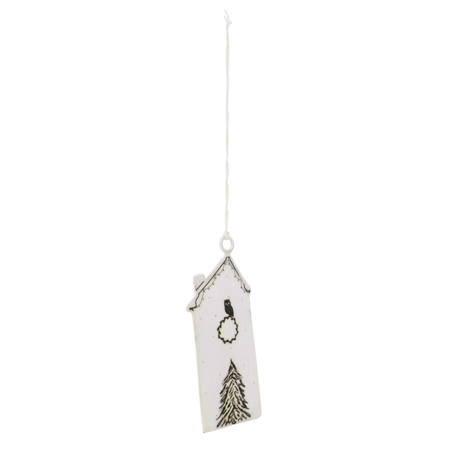 Hanging Enamel Christmas Barn White - set of 3